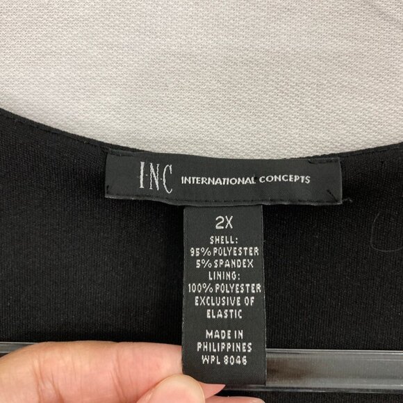 INC International Concepts Floral Wrap Stretch Knit Asymmetric Hem Midi Dress 2X - Picture 2 of 11